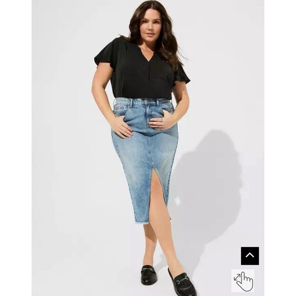 Torrid Black Harper Studio Crepe de Chine Flutter Short Sleeve Plus Size 4X 26 - Picture 3 of 9